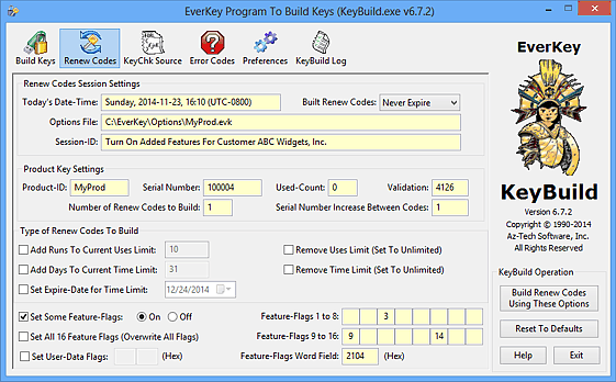 KeyBuild Renew Codes Panel